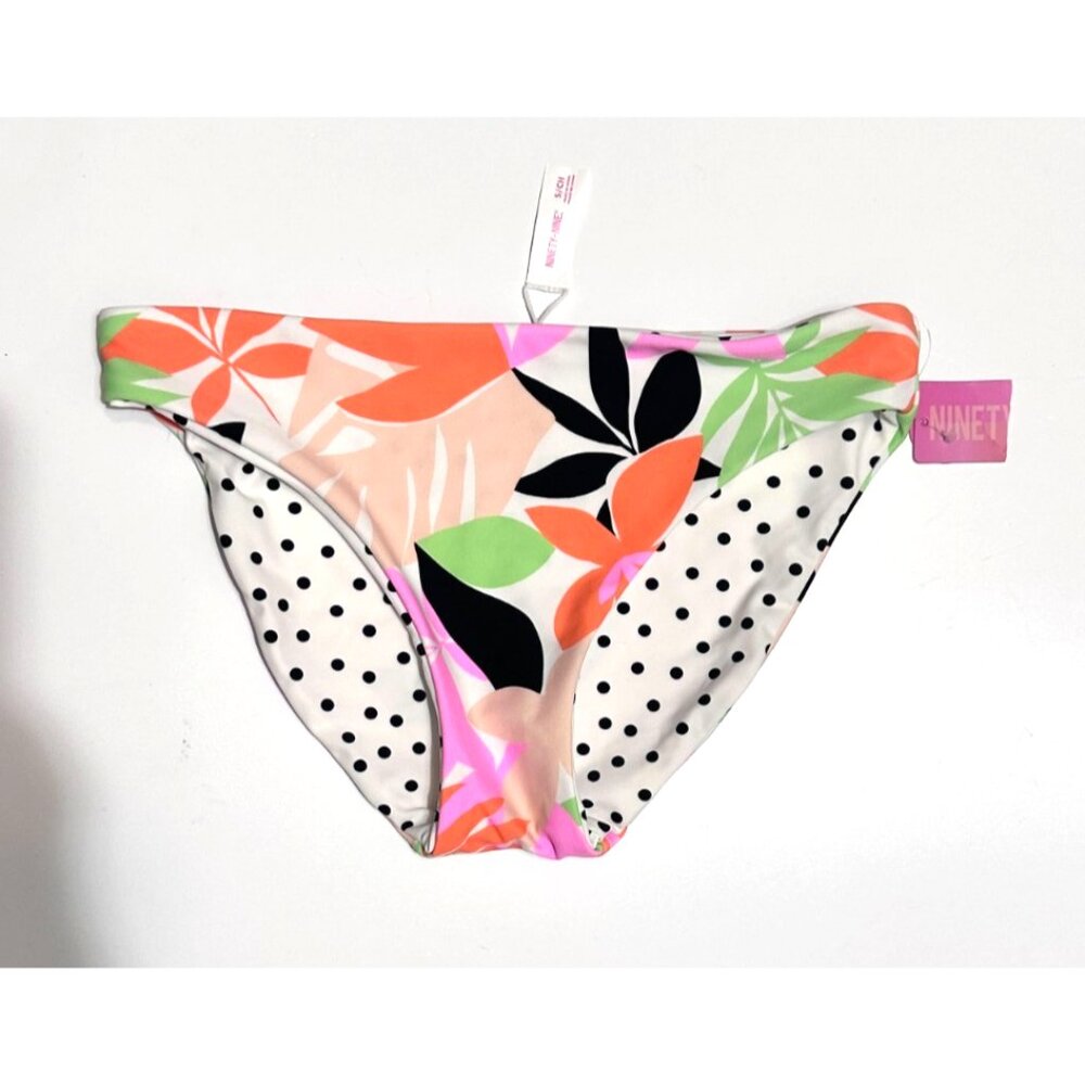 Reversible Bikini Bottom Ninety- Nine Tropical Polka Dot Print Sz S NWT